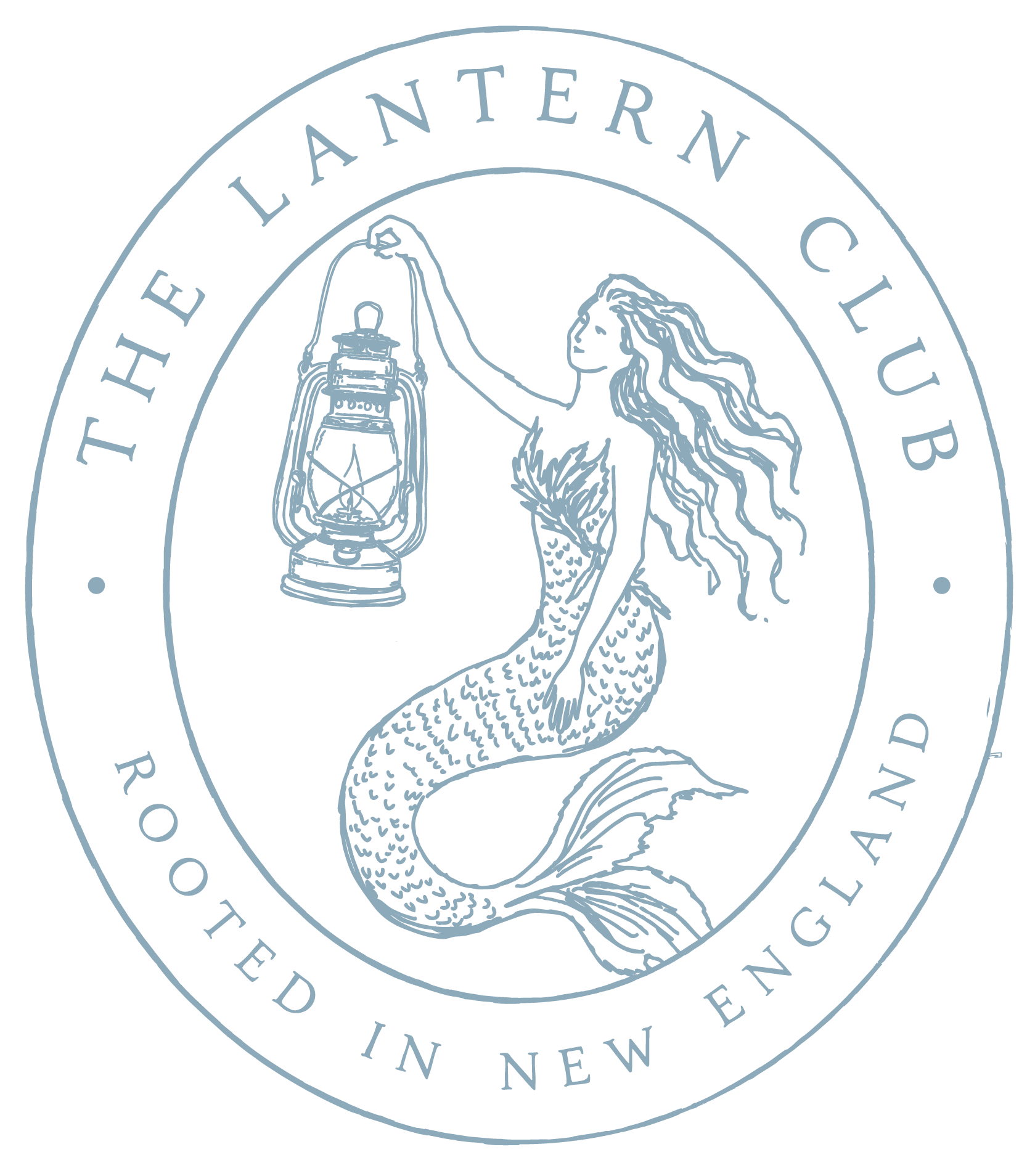 Logo of the Lantern Club with a mermaid holding a lantern, encircled by the text "The Lantern Club" and other words.
