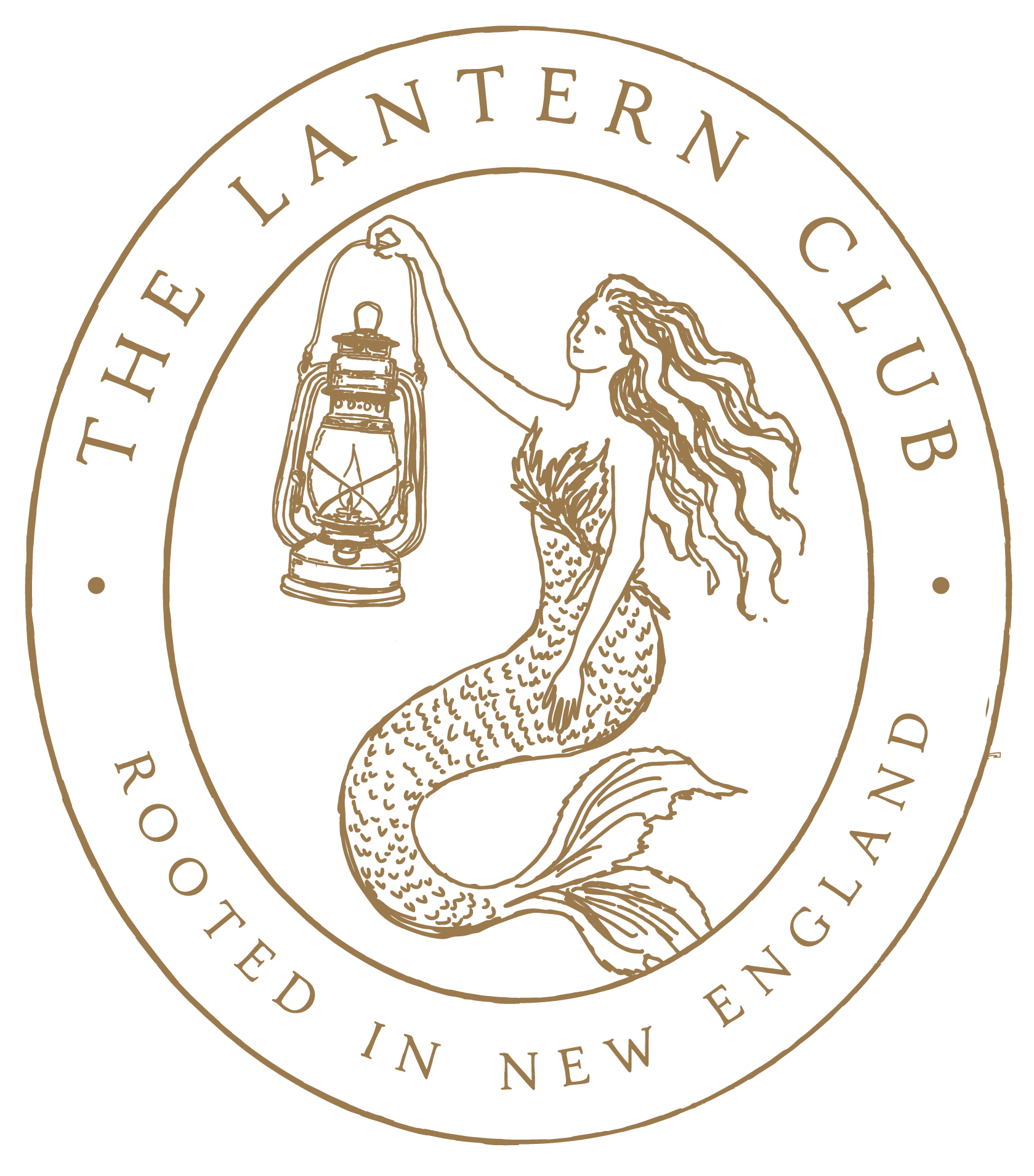 Close-up of a circular logo featuring a mermaid holding a lantern, with the words "The Lantern Clan" and other text around the circle.