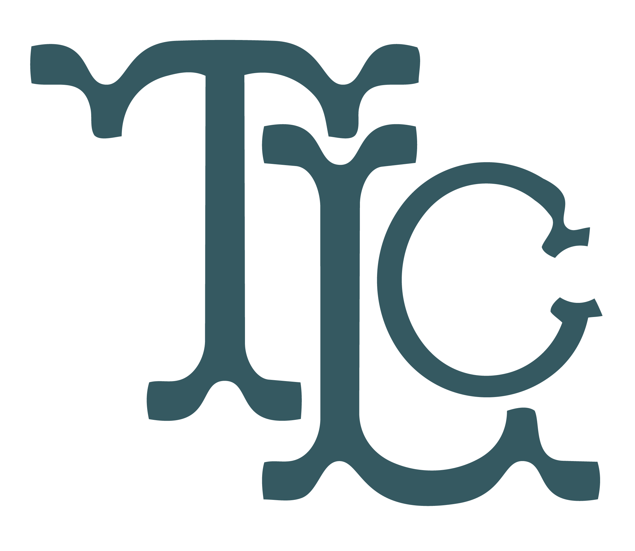 Pattern of interconnected puzzle pieces in dark teal color on black background.