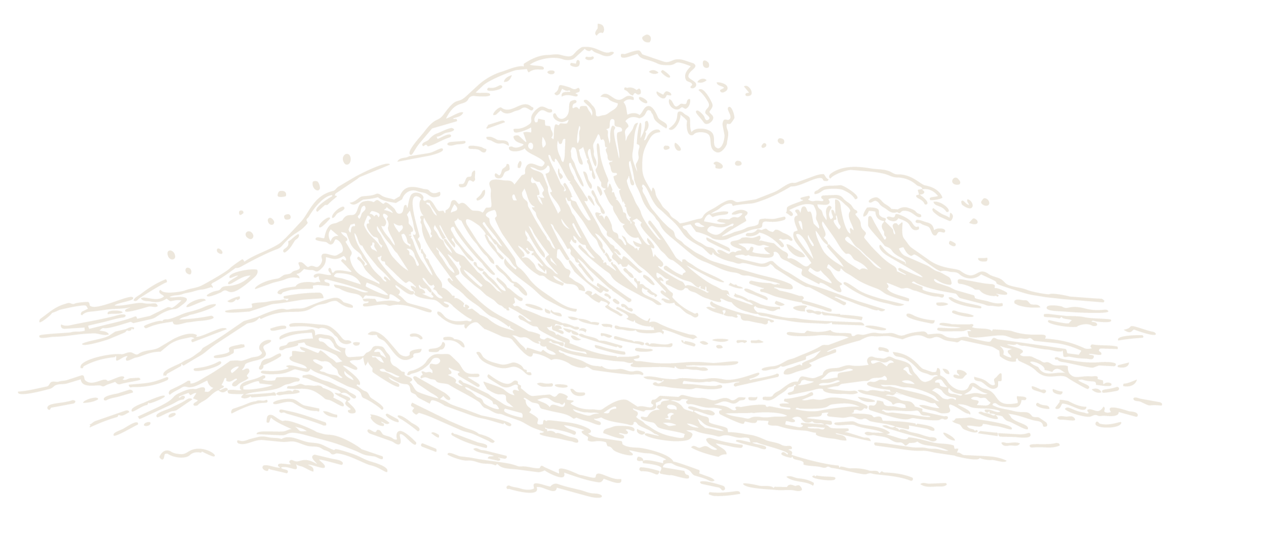 Drawing of ocean waves with spray and foam.