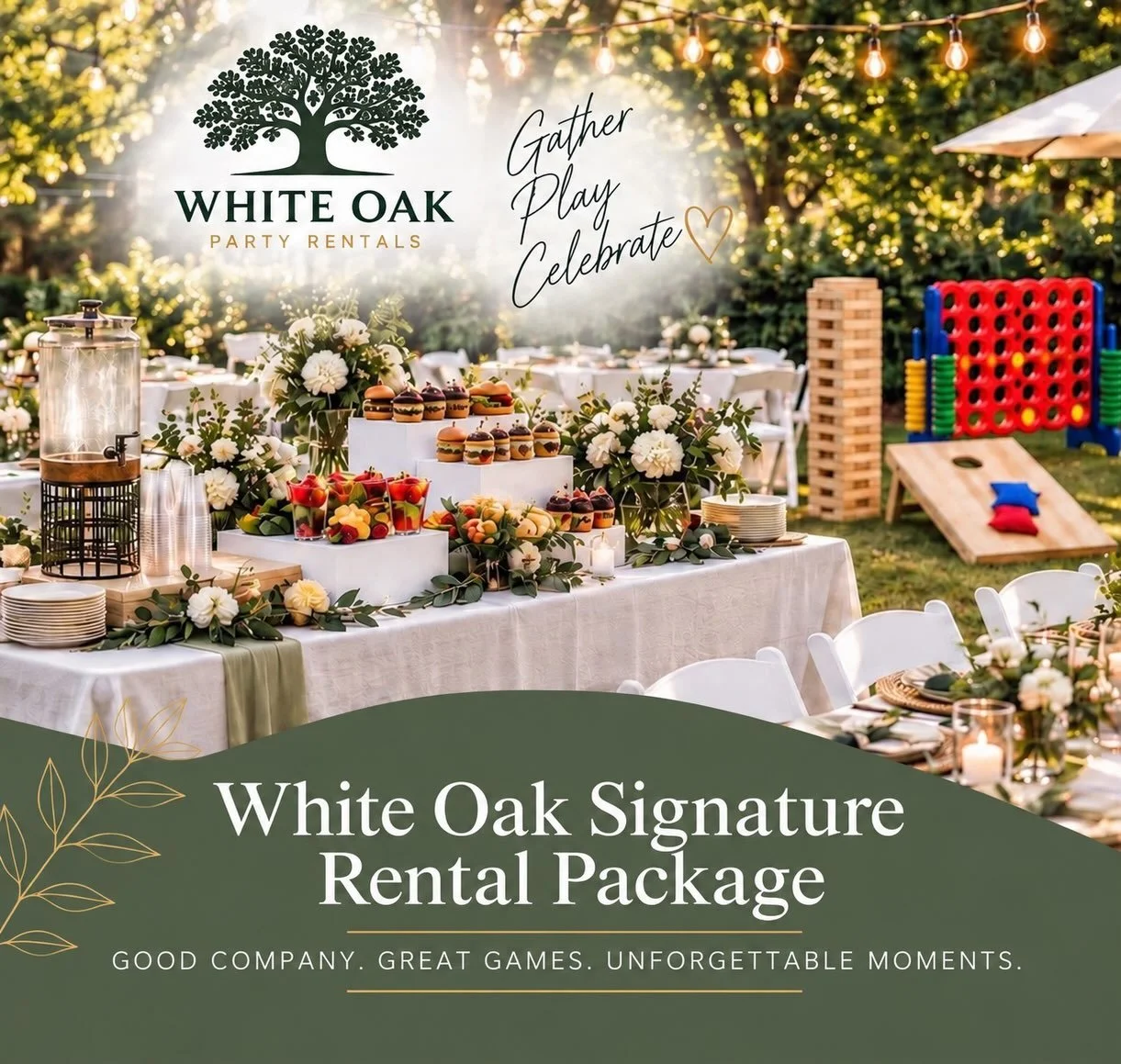 Our biggest bundle for your biggest celebrations! Tables, chairs, games + entertaining essentials. 🌿

$429 | Save $50

🤍 Request your quote at whiteoakpartyrentals.com

#WhiteOakPartyRentals #IndianapolisPartyRentals #IndyEvents #PartyRentals #Indi