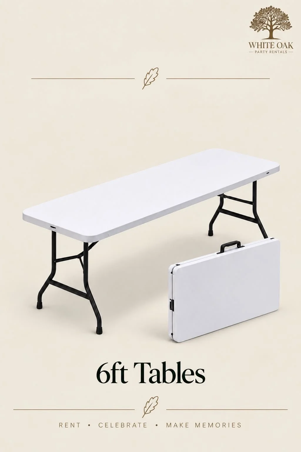 White 6ft Plastic Table $11.00