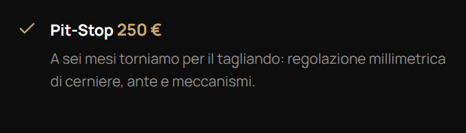 Screenshot di una pagina web con un'offerta per un servizio di taglio, prezzo 250 euro, e una breve descrizione in italiano.