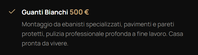 Testo pubblicitario per servizi di pulizia e montaggio di prodotti in fibra naturale.