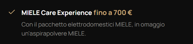 Offerta promozionale per prodotti MIELE con sconto fino a 700 euro, include un aspirapolvere in omaggio.
