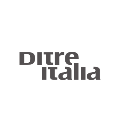 Logo con testo 'Ditre Italia' in grigio scuro.