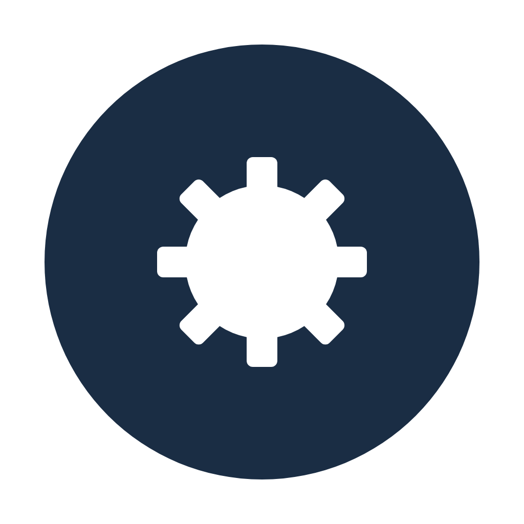 Gear icon representing one of the five service pillars