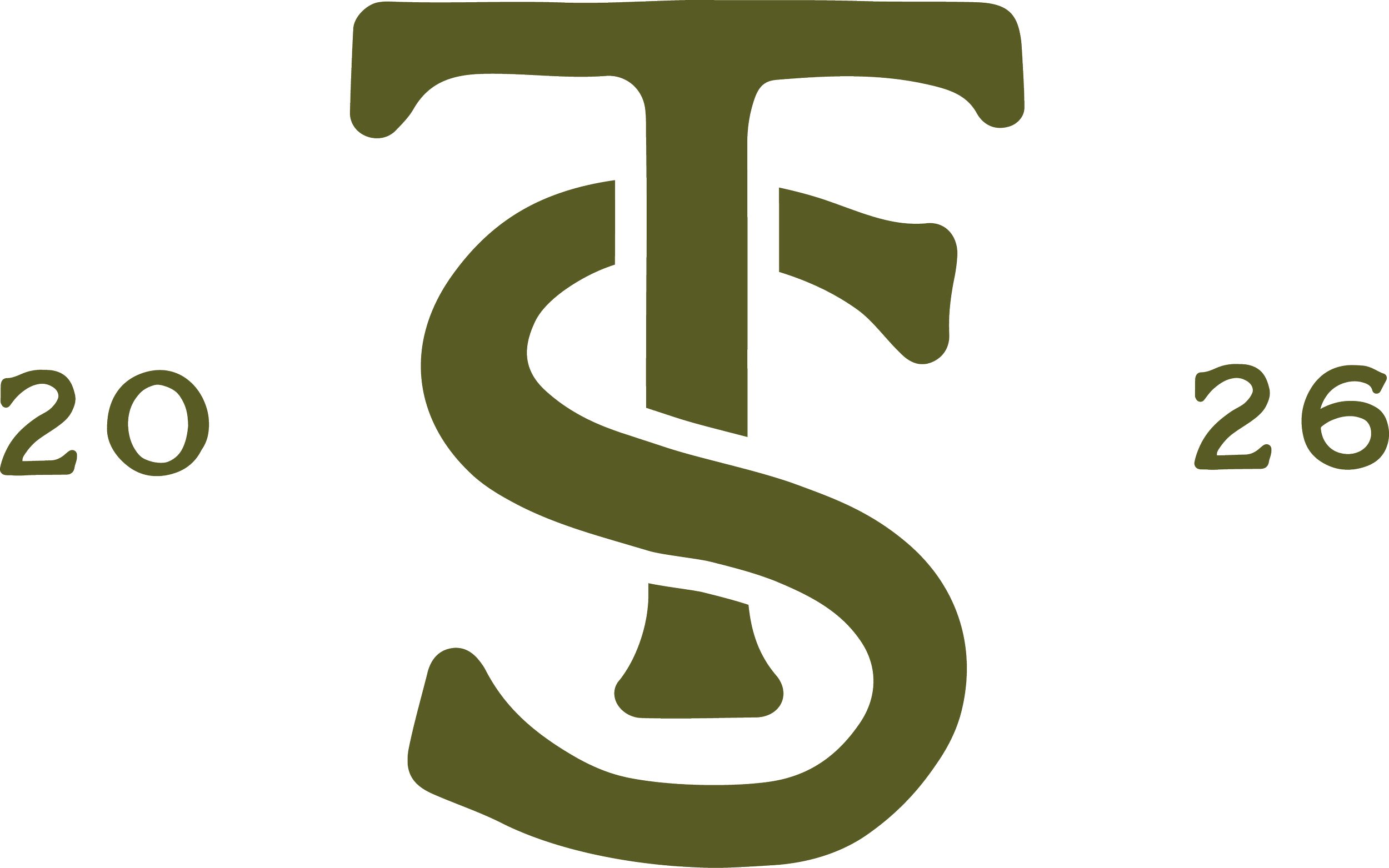 A graphic design featuring the year '2026' with a stylized snake wrapping around the letters 'TS' at the center.