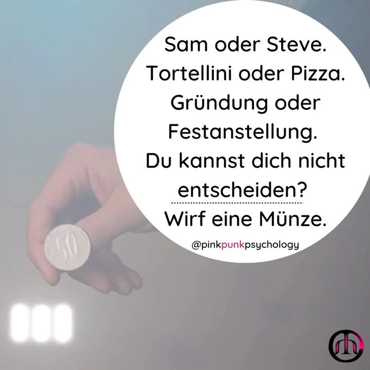 Du kannst dich nicht entscheiden? Wirf eine M&uuml;nze. Ernsthaft. 🪙
Nur geht es dabei nicht darum, was oben liegt. 
Es geht um die halbe Sekunde, bevor du hinschaust - und darum, was du f&uuml;hlst, wenn du es siehst. 
Erleichtert oder entt&auml;us