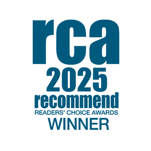 RCA 2025 Recommind Readers' Choice Awards Winner logo in blue text