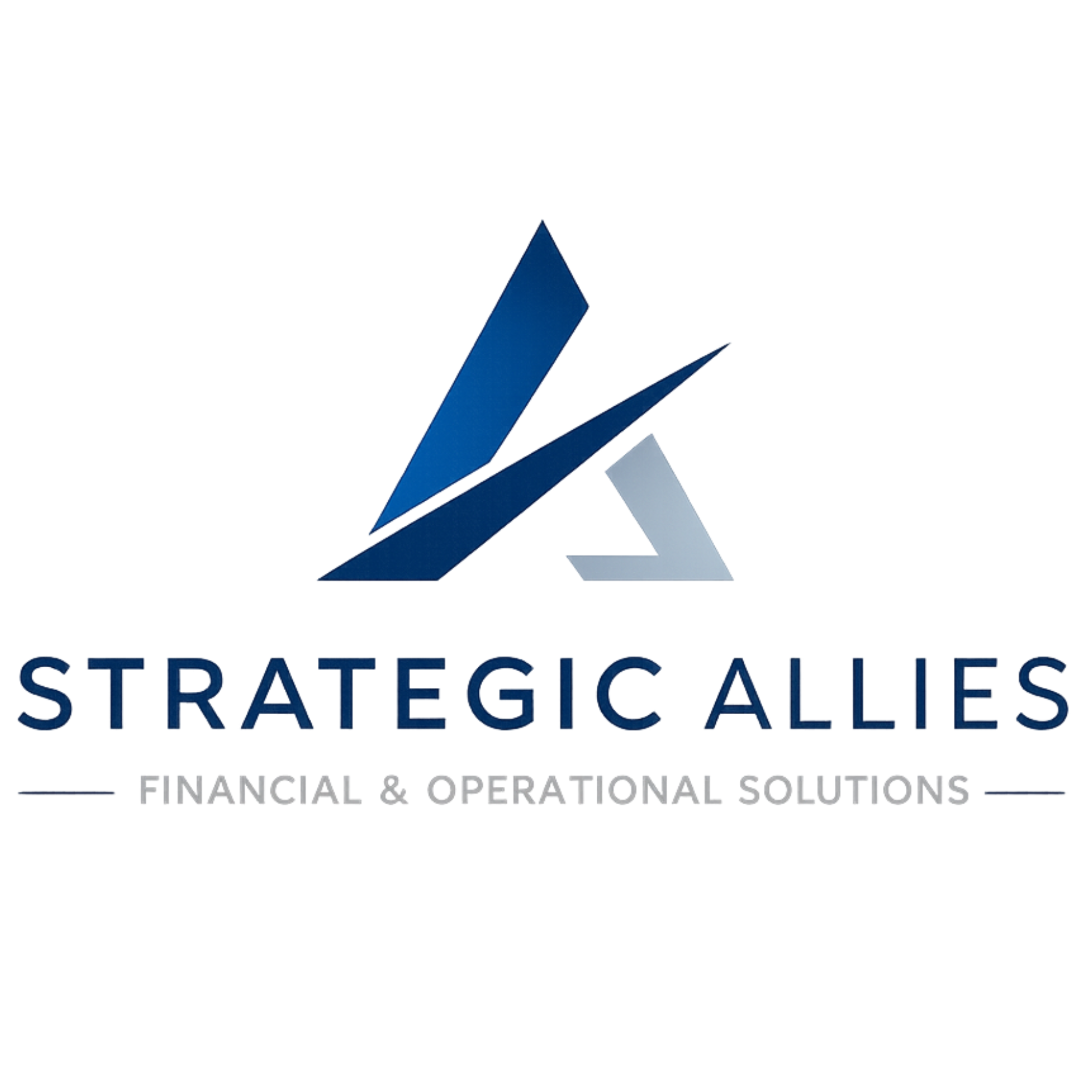 Logo of Strategic Allies, with blue and gray geometric shapes and the text "STRATEGIC ALLIES" and "FINANCIAL & OPERATIONAL SOLUTIONS". in Hickory, NC Newton, NC