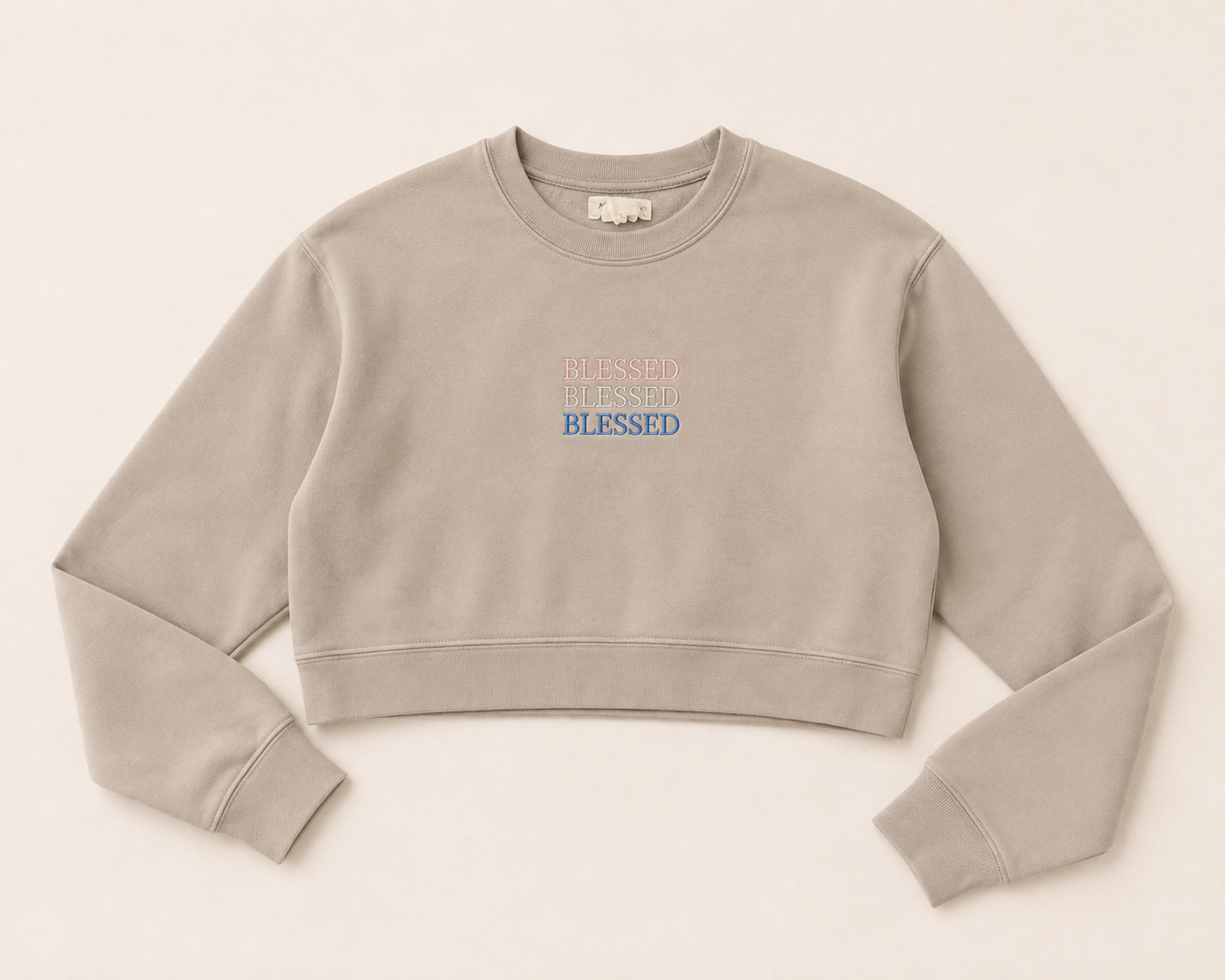 'Blessed' Crop Pullover Sweatshirt - Size L