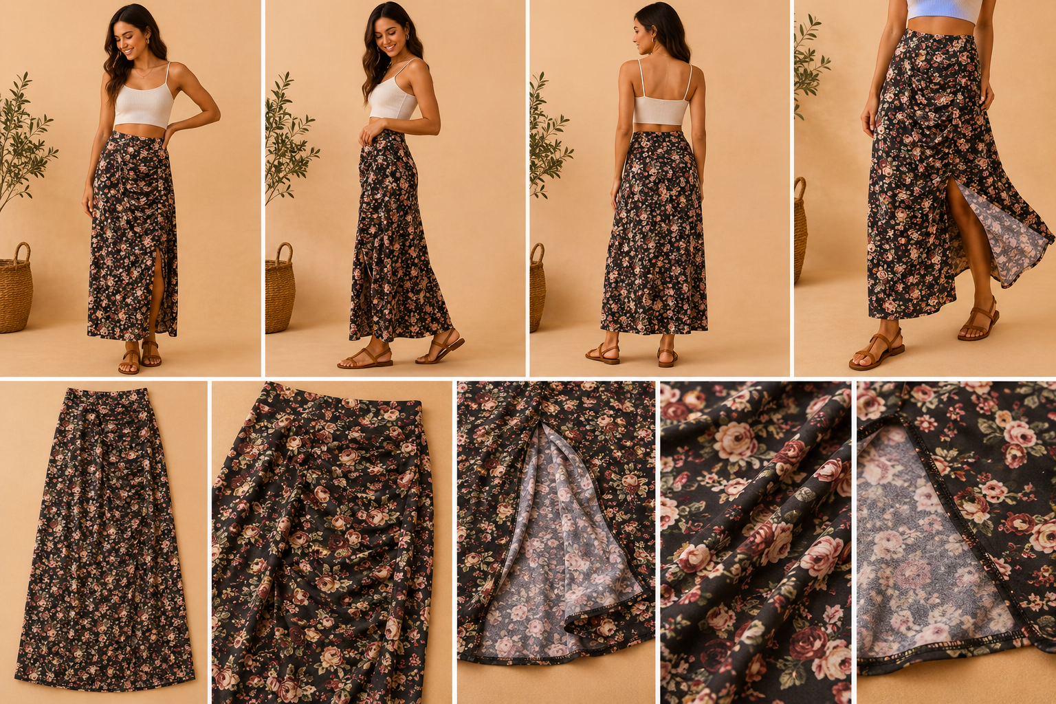 Torrid Floral Skirt with Slit and Slip - Size 0/L