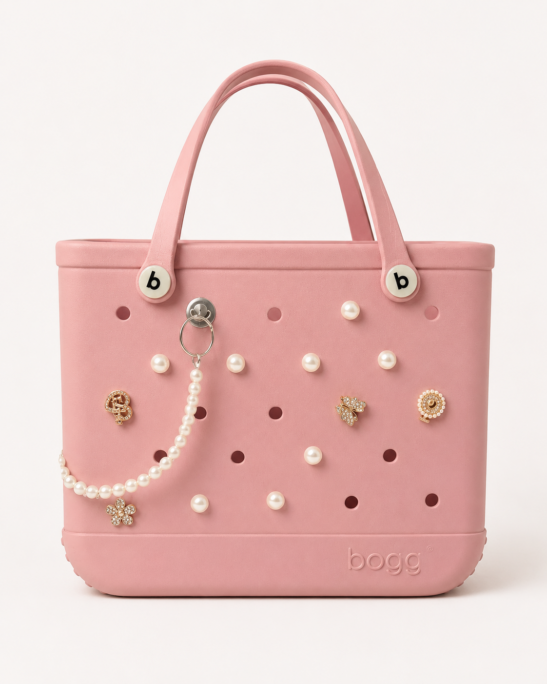 Chic Pink Bogg Bag with Charms