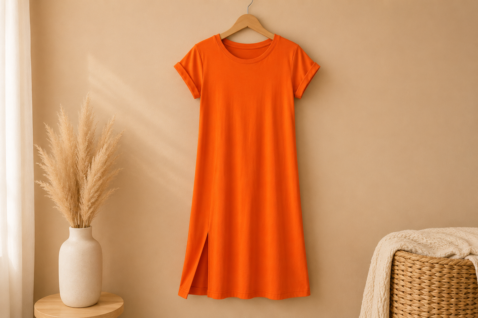 Vibrant Orange Shein T-Shirt Dress - Size L