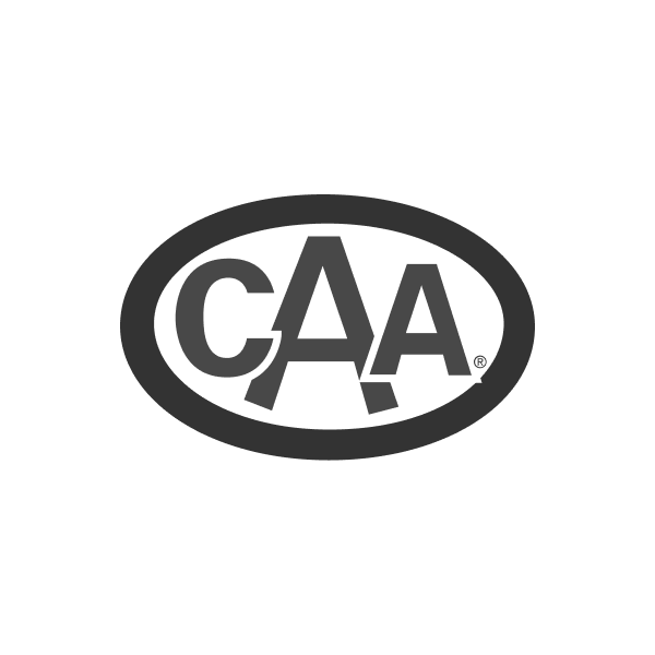 CAA logo in black and white inside an oval