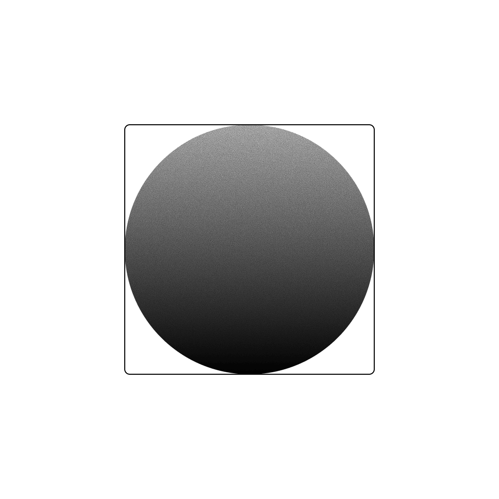 Large dark gray-to-black gradient circle inside a rounded square outline