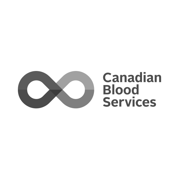 Canadian Blood Services logo with gray infinity symbol and text