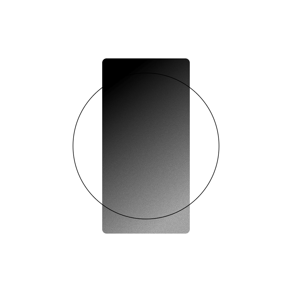 Abstract black-to-gray gradient rounded rectangle overlaid with a thin black circle on a white background