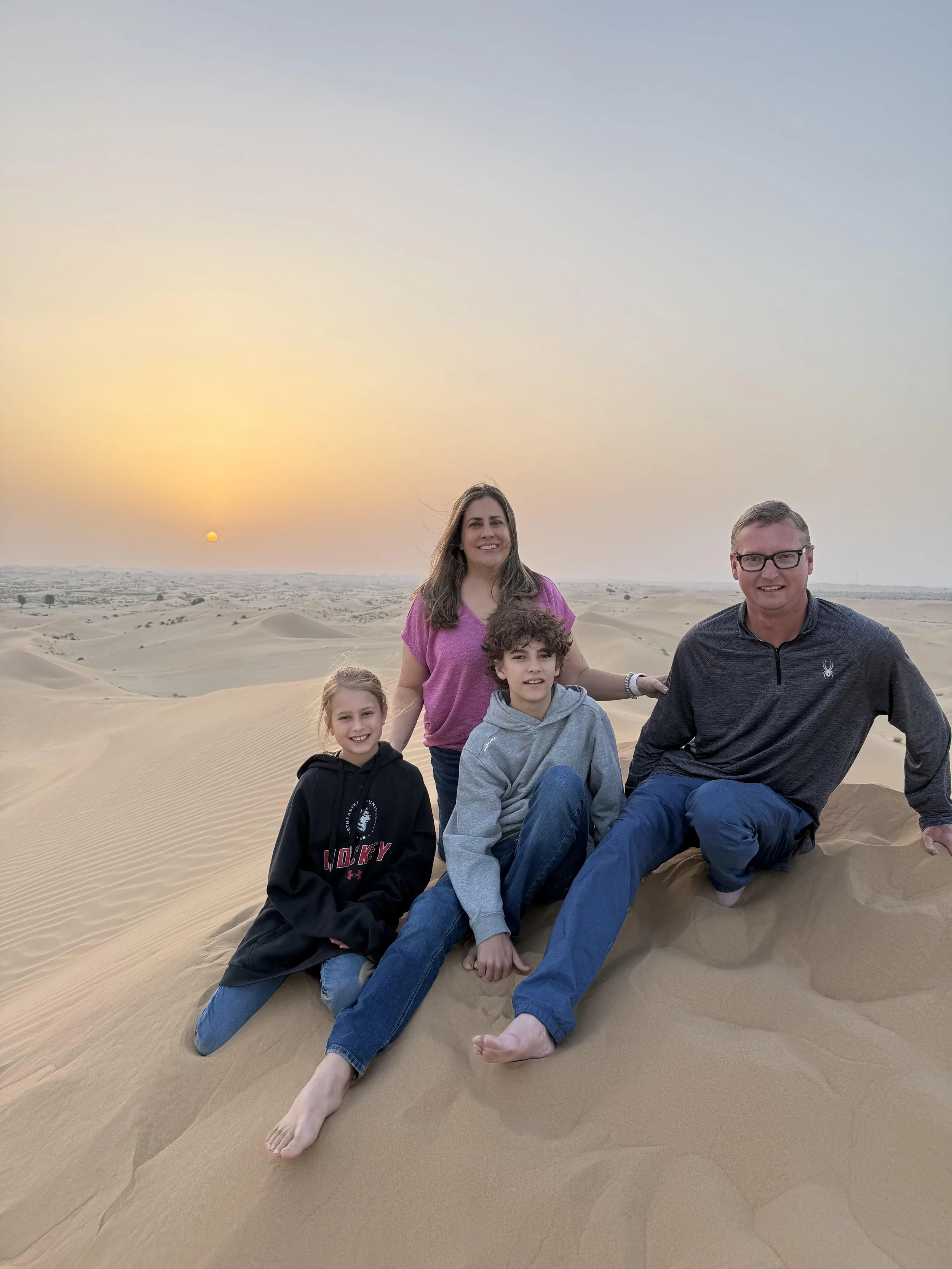 MGP founder Justin Carrier and family on the dunes of the UAE