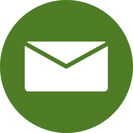 Green circular icon with white envelope symbol representing email or messaging.