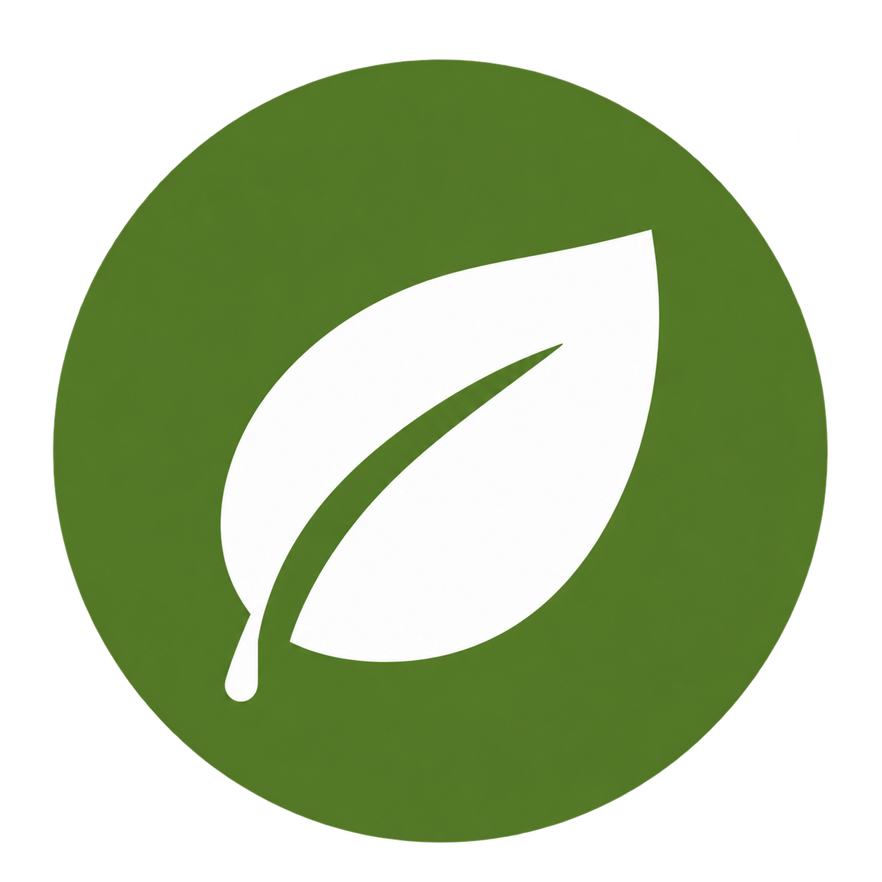 Icon of leaf inside a green circle