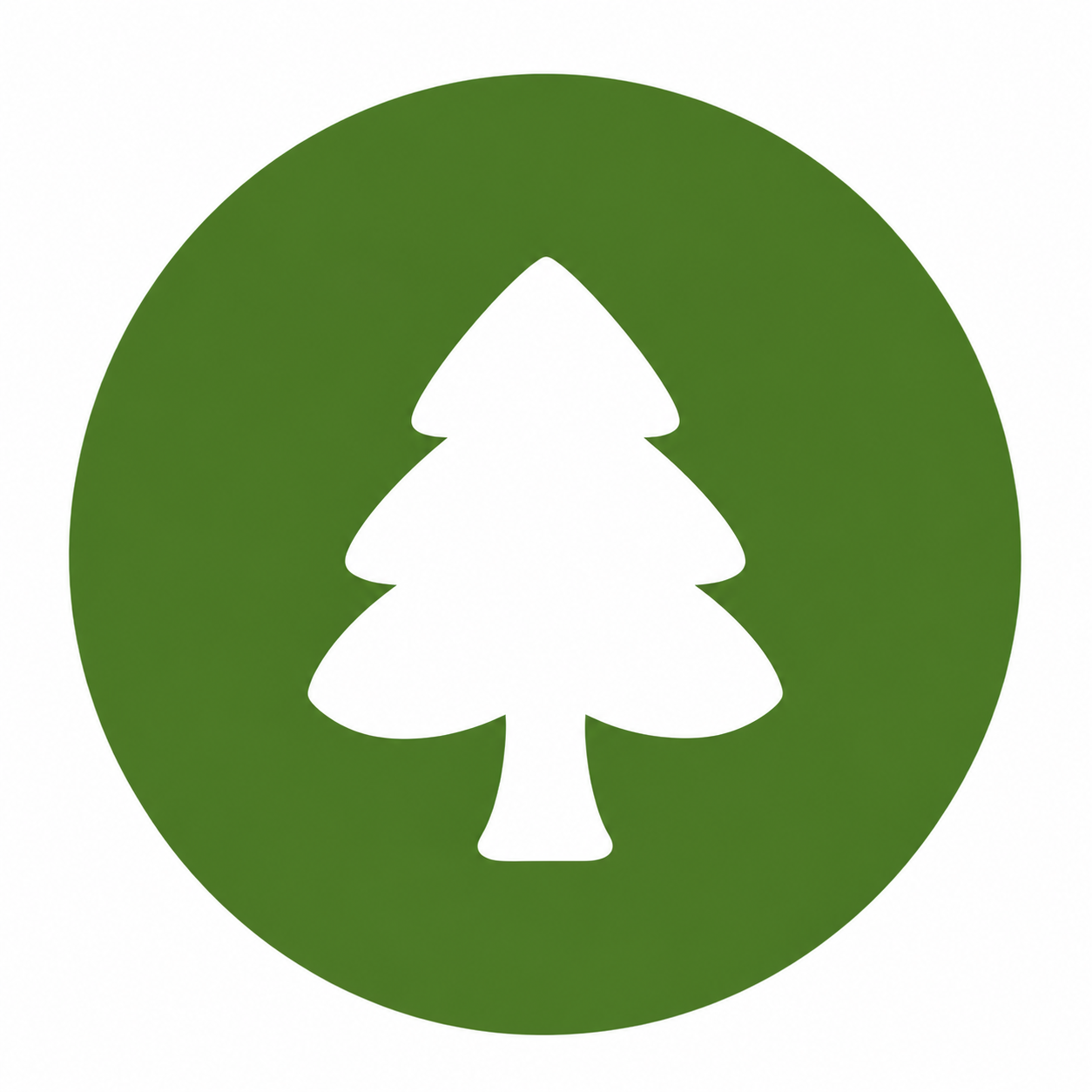 Icon of a white tree inside a green circle