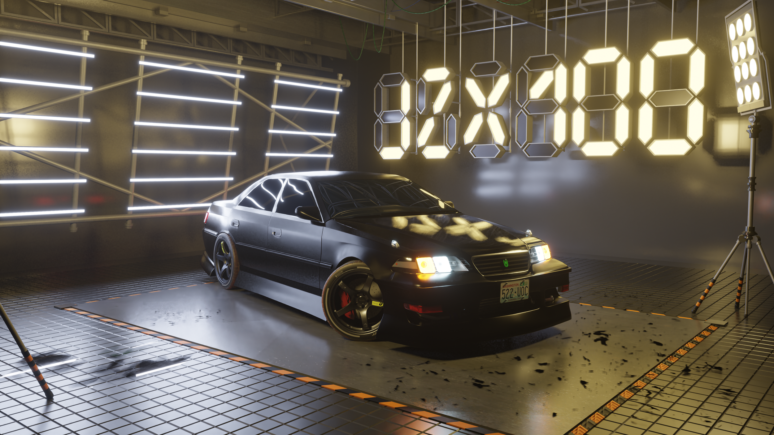 Visualization of a 3D model of a Toyota Mark II JZX100 car.