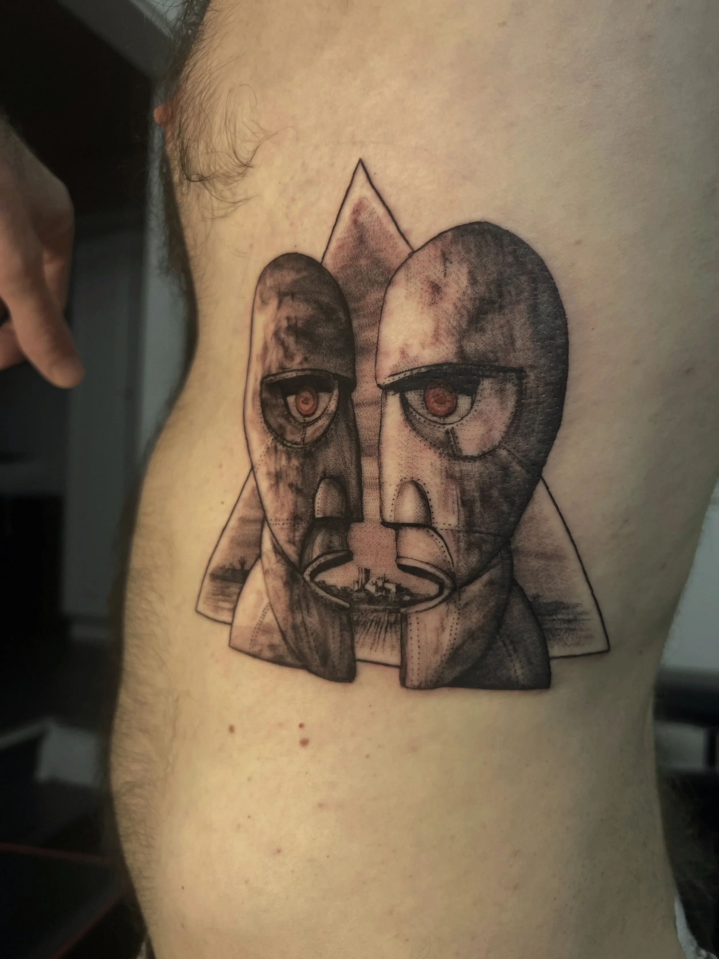 Pink Floyd Album cover tattoo including Dark Side of the Moon and the Division Bell