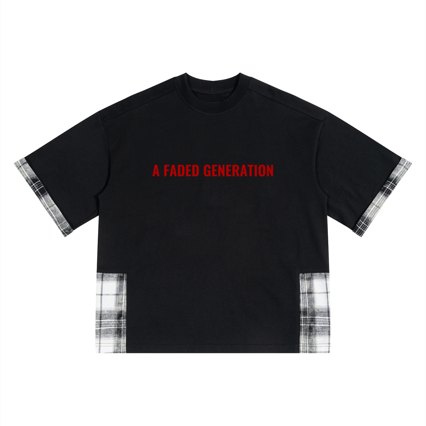 Faded Generation Unisex Plaid Paneled T-Shirt