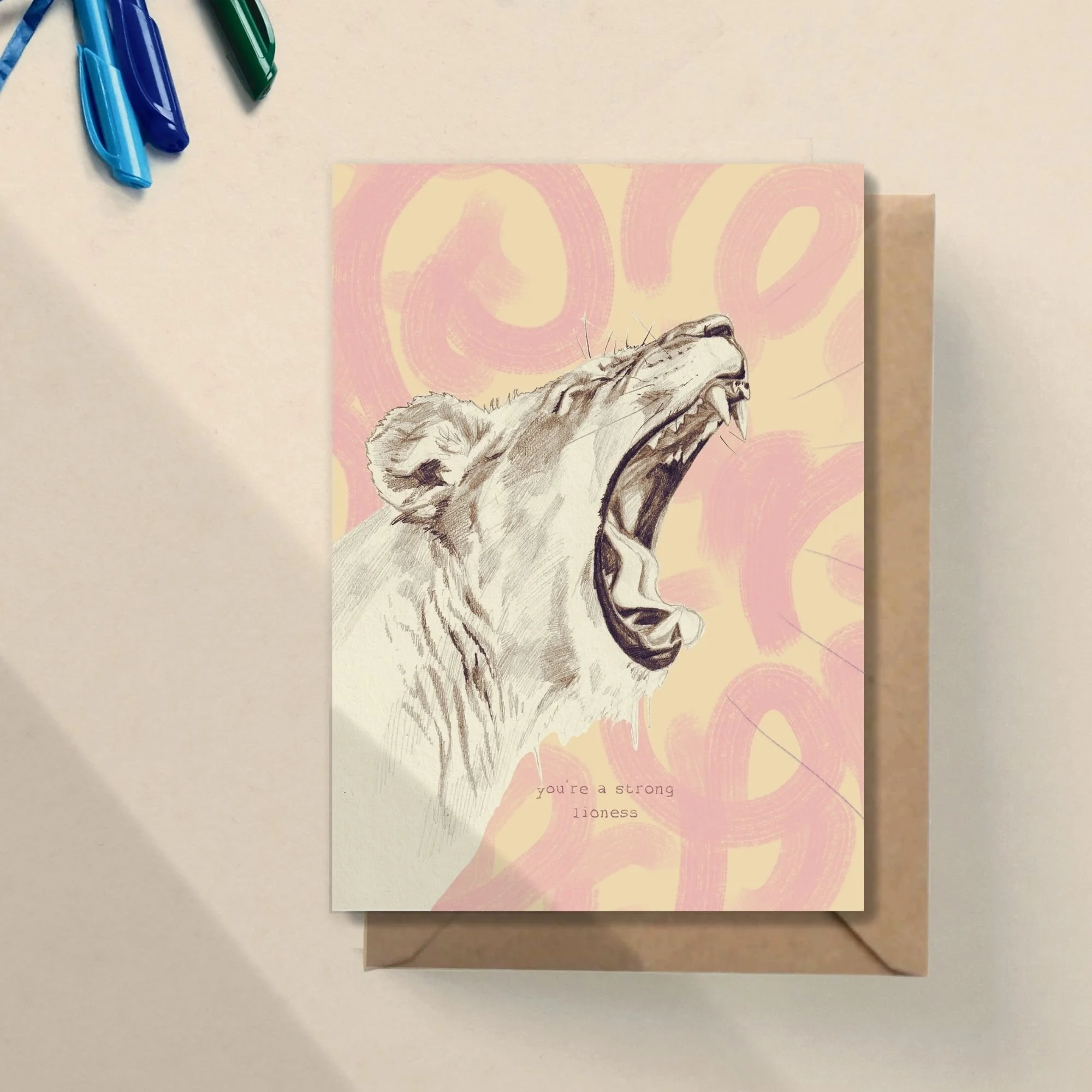 "you're a strong lioness" Card
