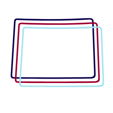 Three outlines of the state of Colorado used as an icon for the Colorado Children's Alliance.