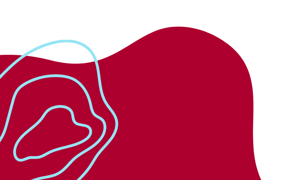 Abstract art featuring red shape with blue contour lines representing the Colorado Children's Alliance.