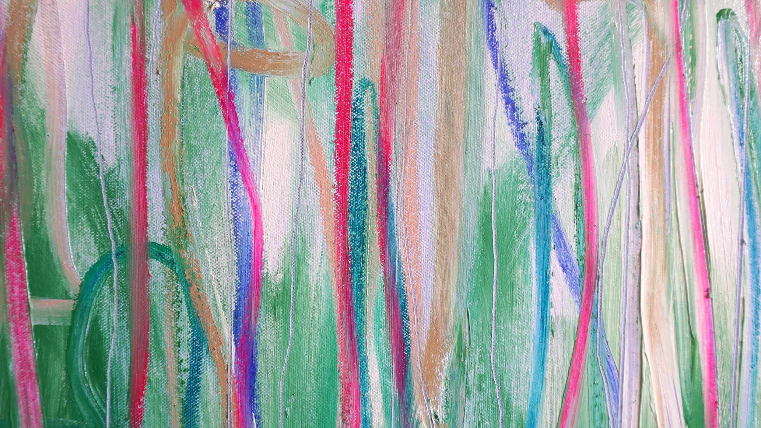 Close up of Resting in the Wake by Gedi Campbell, 100×80cm, large-scale oil paint and oil stick abstract painting.