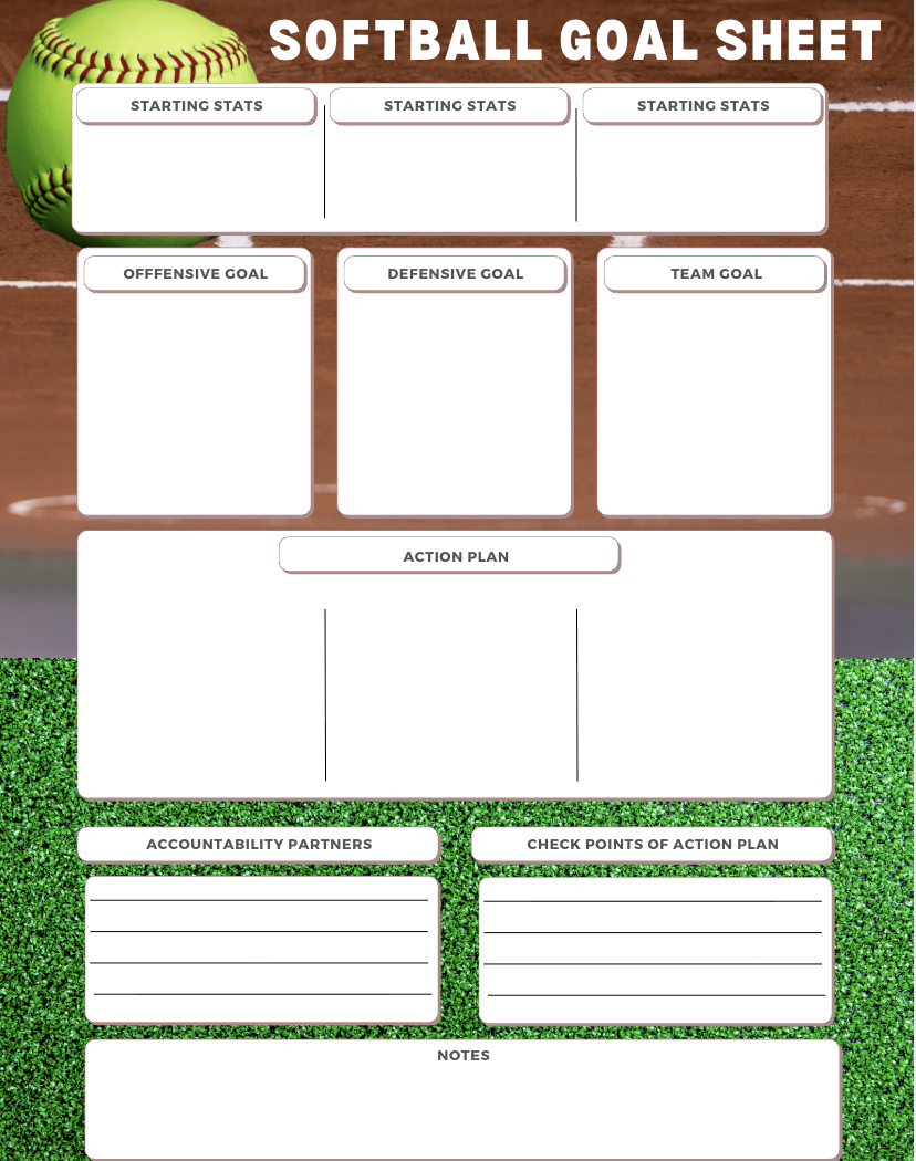 Softball Player Goal Sheet