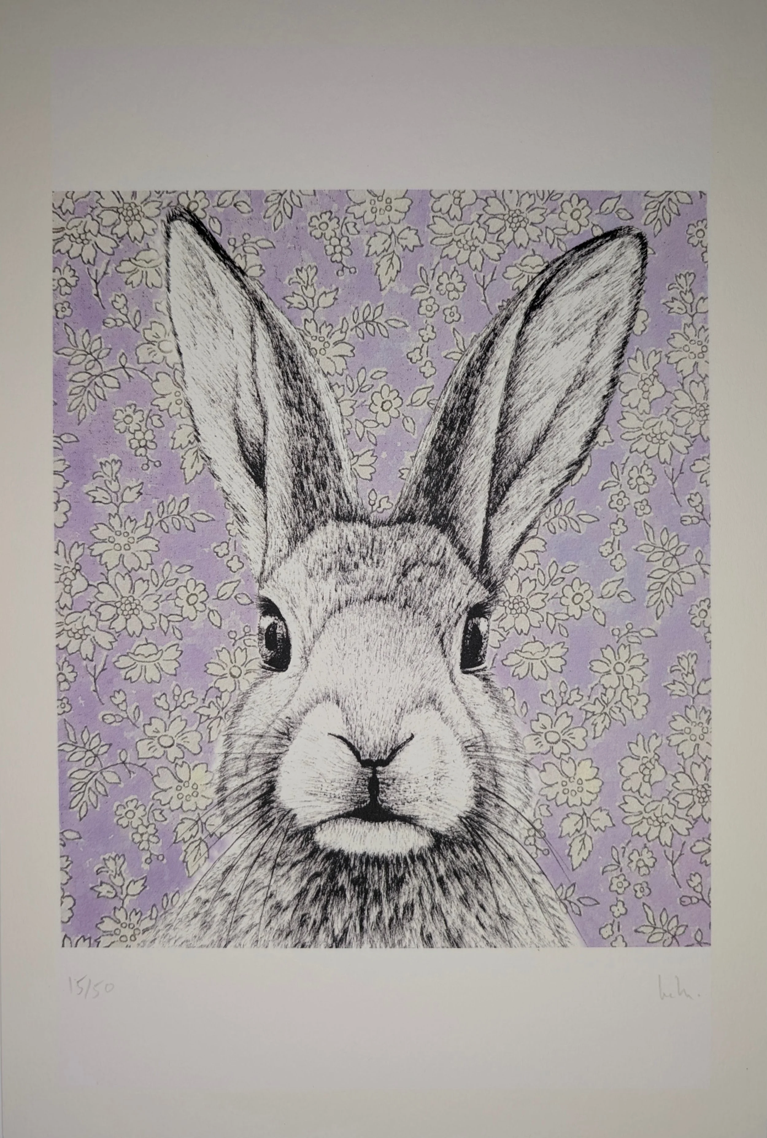 Lapin sur fond Liberty