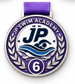 JP Swim Academy Stage 6 swimming medal.