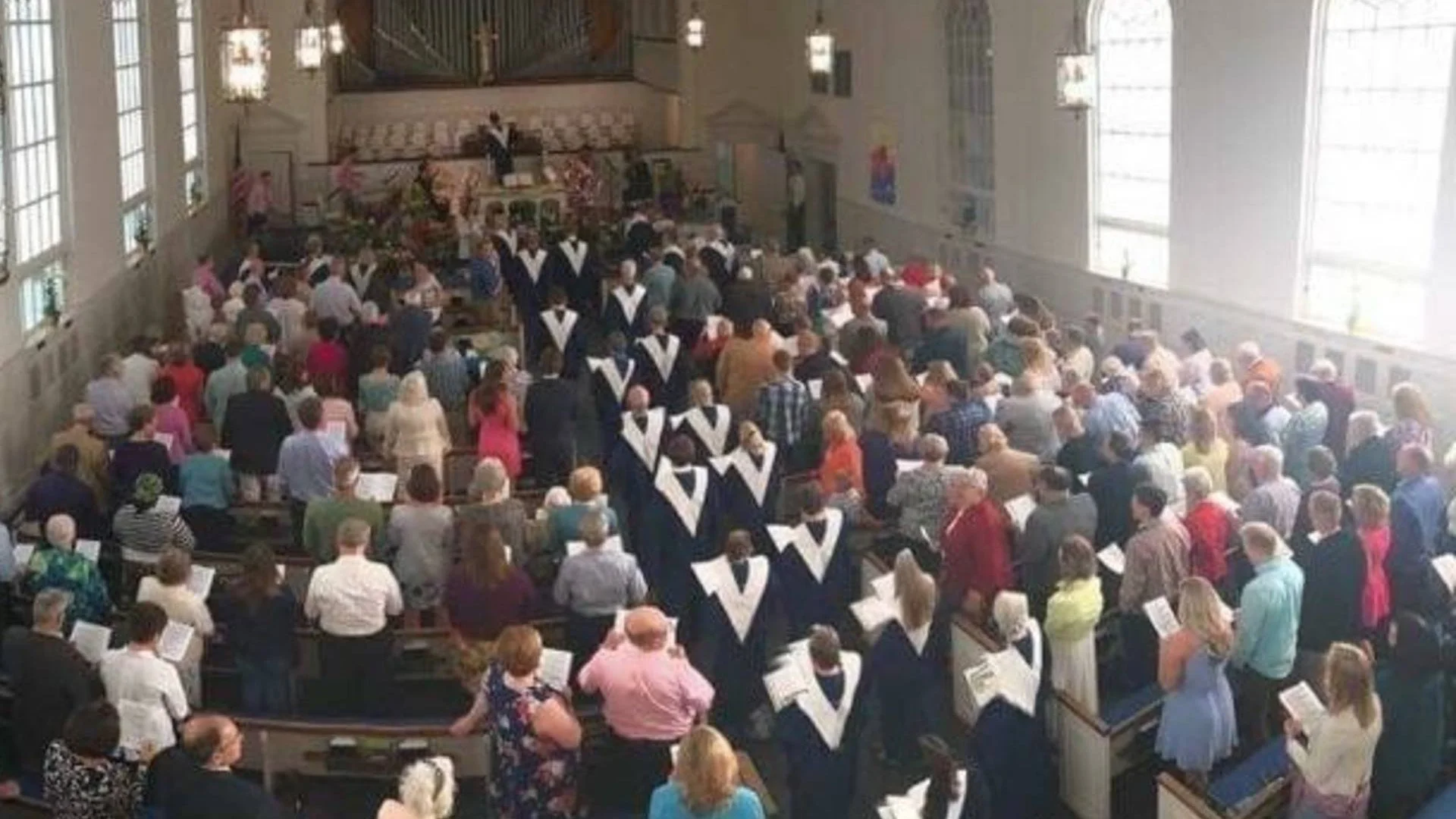 The sanctuary full on a Sunday morning
