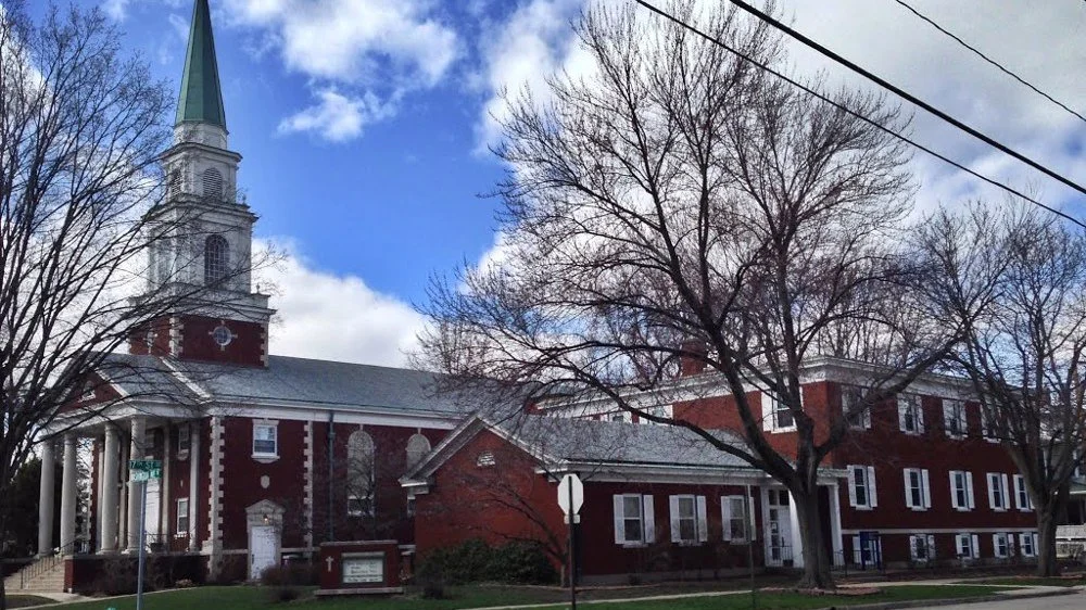 The church building from the street