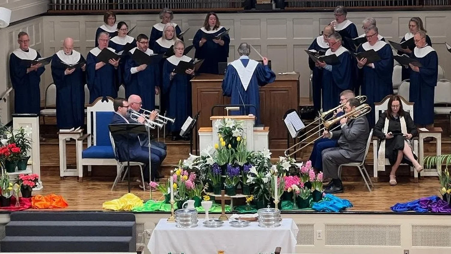 The Chancel Choir and brass on Easter morning