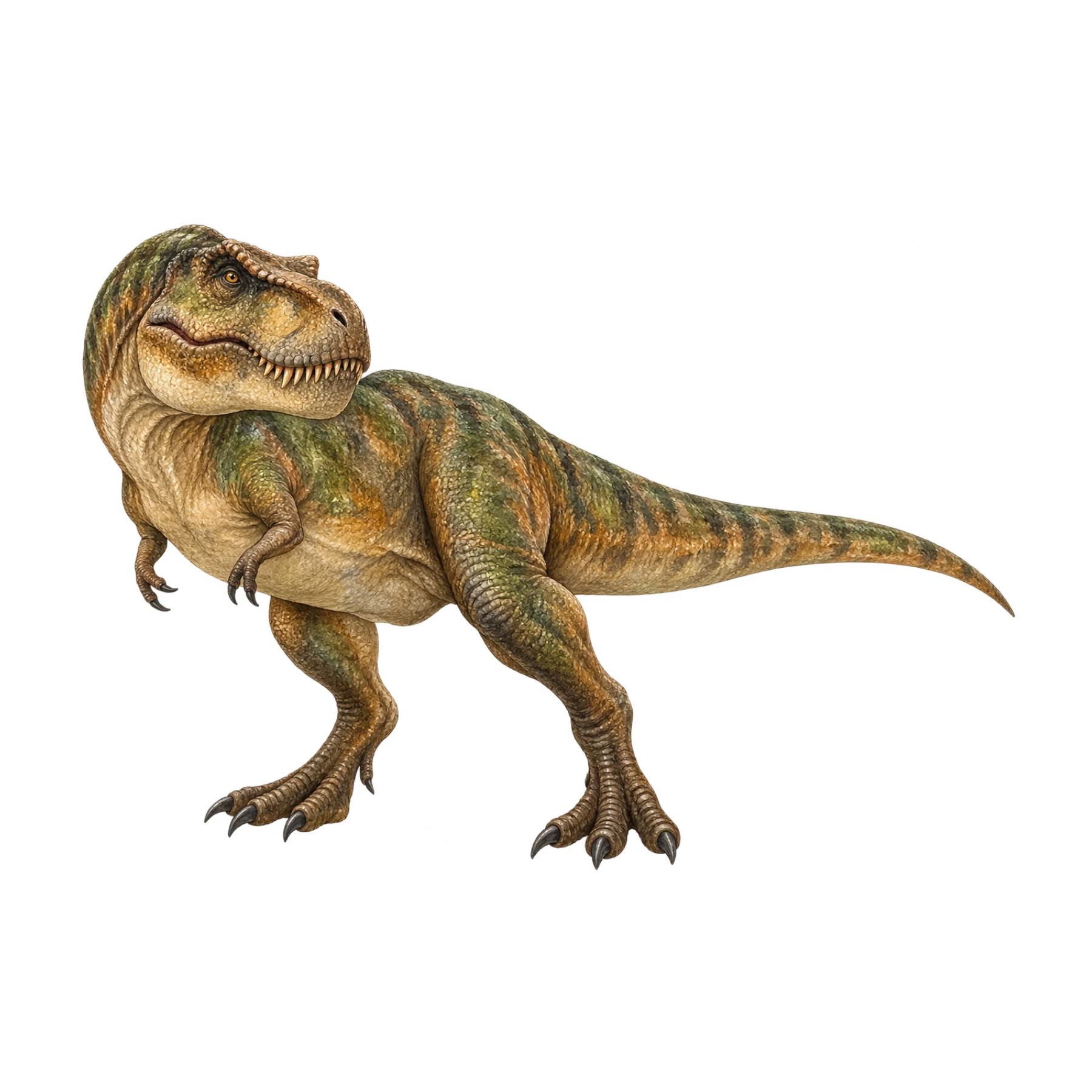 Whimsical watercolor dinosaur clipart collection featuring assorted prehistoric dinosaurs, fossils, eggs, footprints, and ancient plants on transparent backgrounds.