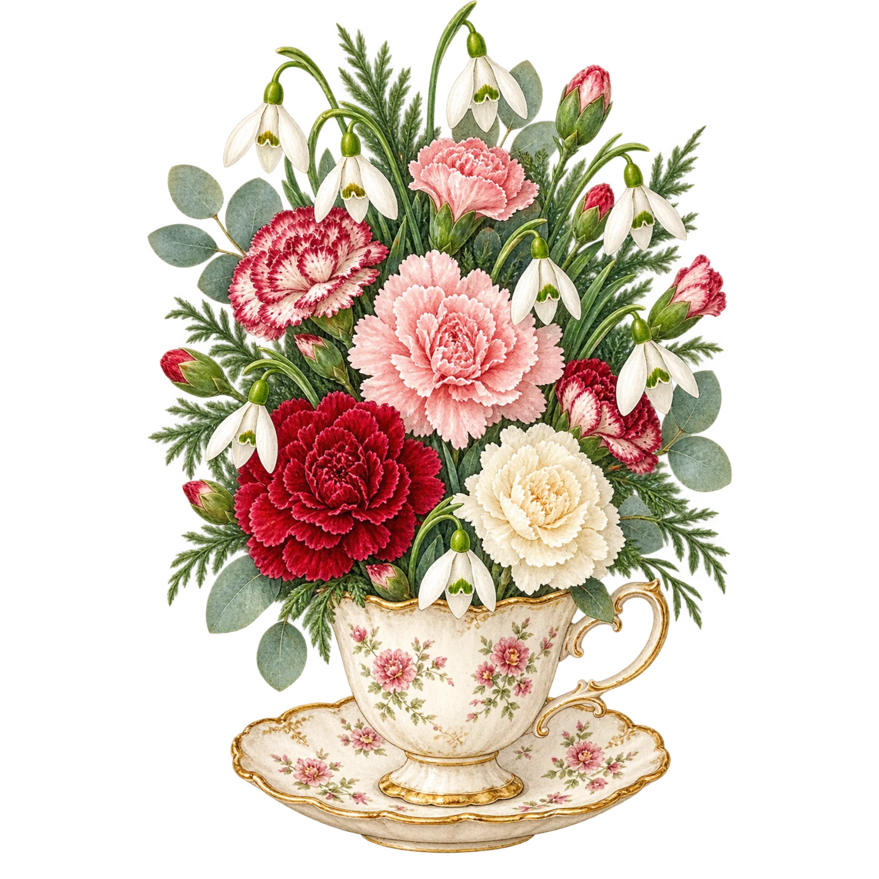 Watercolor birth month flower clipart collection featuring colorful floral bouquets by Frog Punk Studio