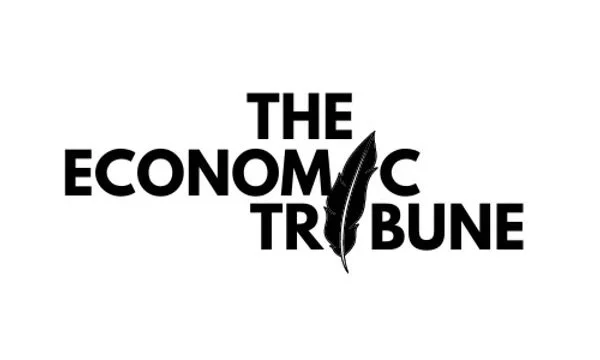 The logo of The Economic Tribune with the words arranged around a feather pen.
