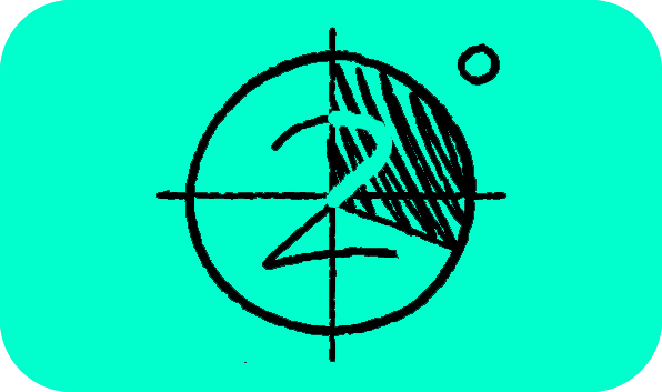 Hand-drawn of a film countdown, showing the number 2, with a crosshair, clockwise spinning timer, and a two-pop burn in the upper right corner.