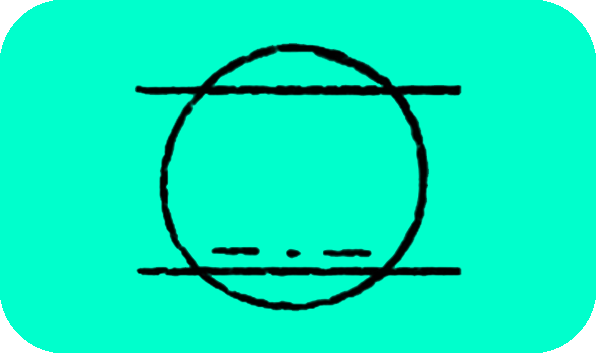 A simple black line drawing of a traditional, spoked animation board or tablet, with two horizontal lines above and below, on a turquoise background.