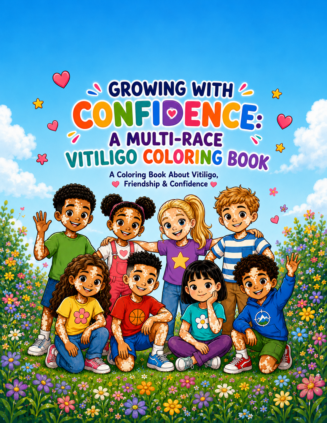 Growing with Confidence: A Multi-Race Coloring Book About Growing Up with Vitiligo