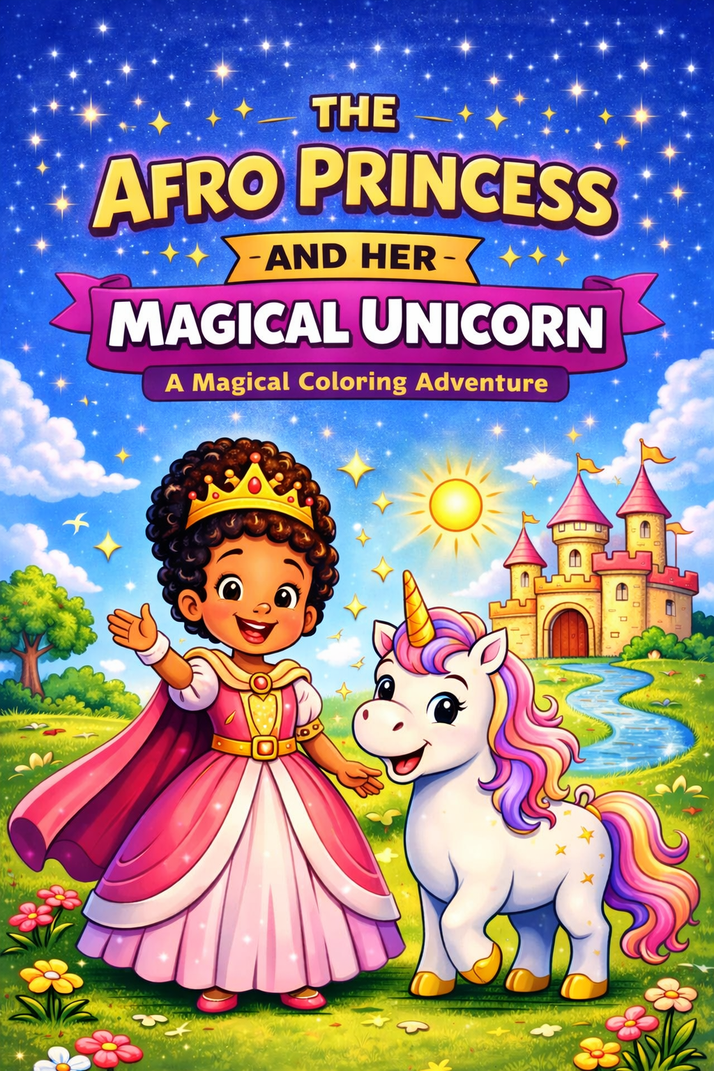 The Afro Princess and Her Magical Pet Unicorn: A Coloring Book Adventure