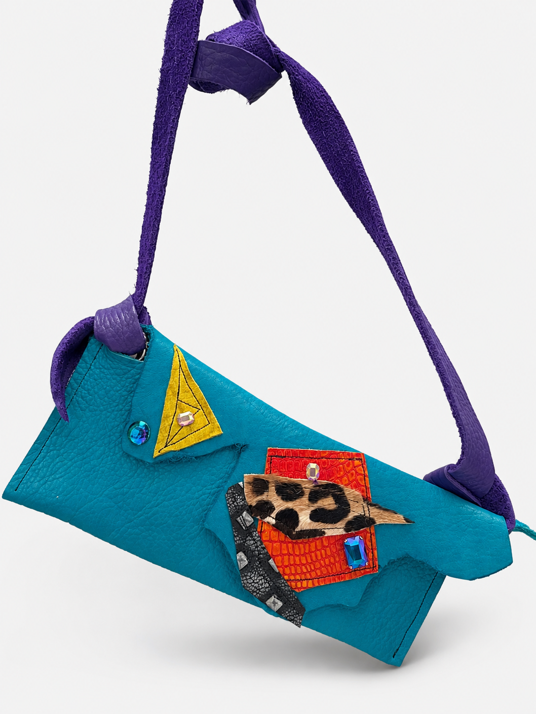Teal Zuri Crossbody Bag with purple strap