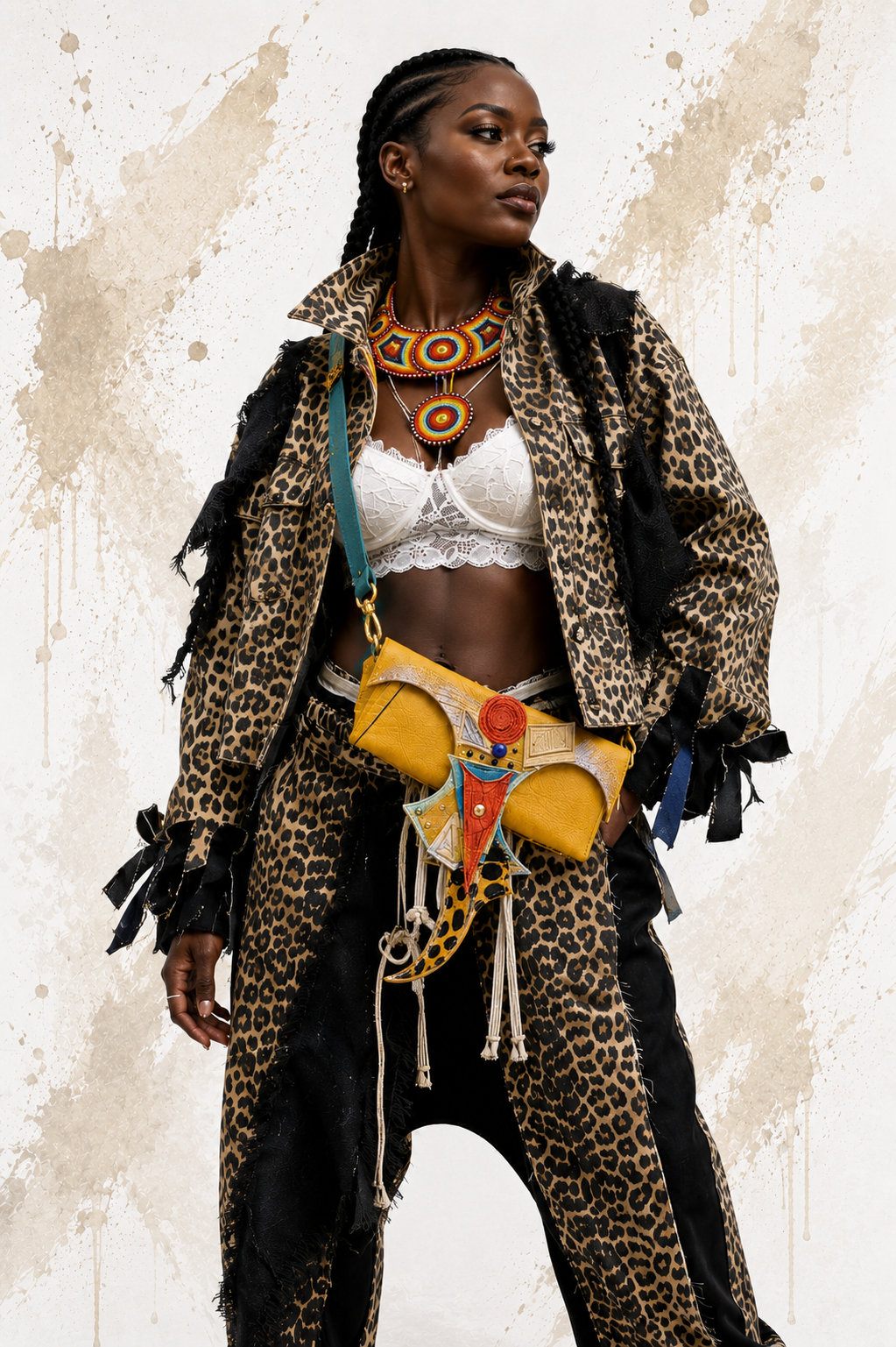 Model wearing the mustard NIA Crossbody Bag
