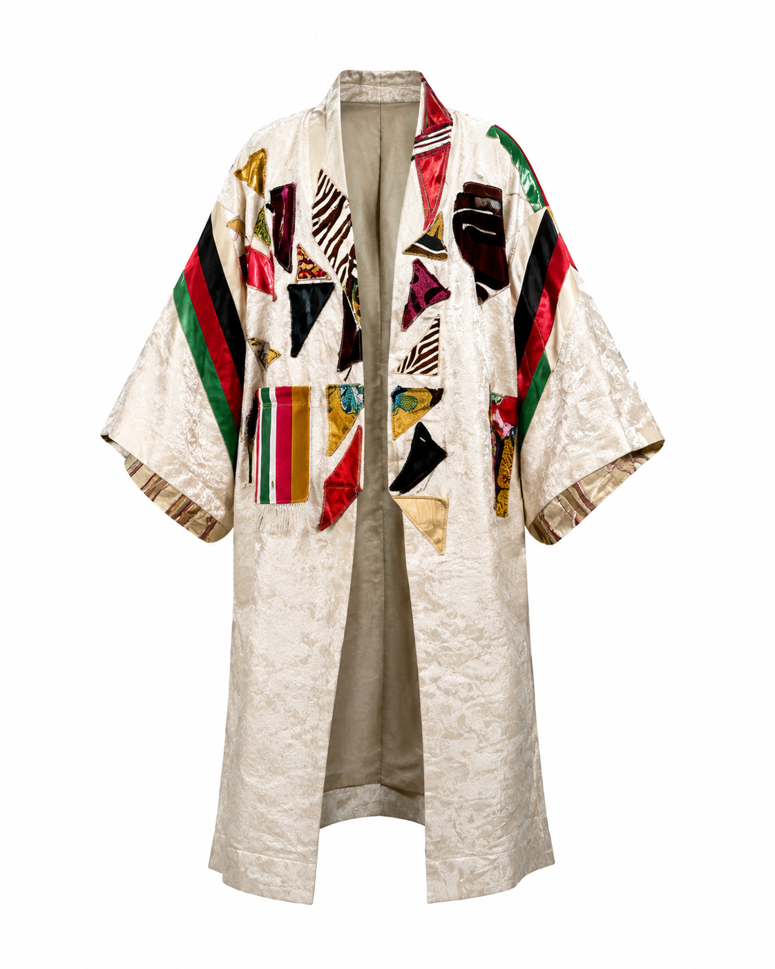 Raw Pearlz ZOLA ivory three-piece set with statement coat, drawstring skirt and belt